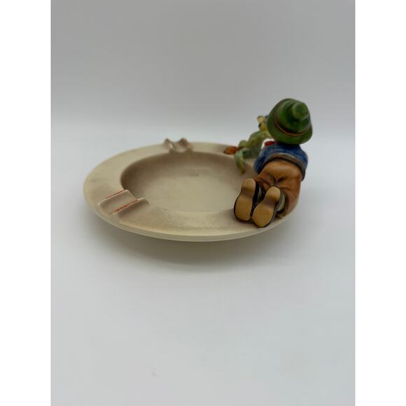 Vtg Goebel Hummel "Boy With Bird" W Germany Porcelain Hand painted Ashtray Decor - Picture 3 of 7